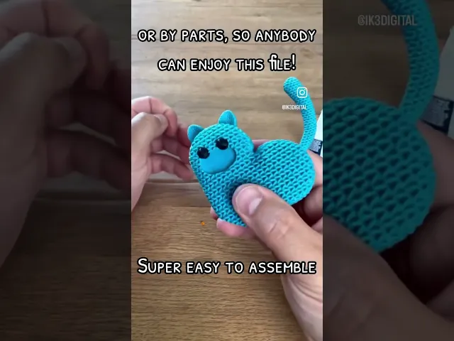 Knitted Heart Kitten / Multi Parts / 3MF video thumbnail