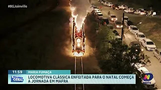 Maria Fumaça iluminada inicia jornada de Natal e encanta moradores de Mafra