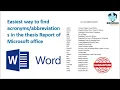 How to find abbreviations or acronyms in the report easily Thesis formatting Report