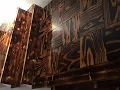 DIY wood flooring torched plywood Unique burned plywood Landing Stairs