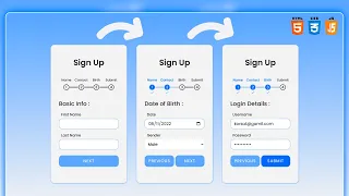 Create Multi Step Registration Form using HTML CSS and JavaScript Login Signup Registration Form