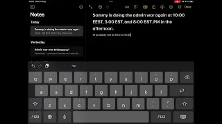 SpyderSammy doing ADMIN WAR AGAIN AT 3 00pm EST 8 00pm BST and 10 00pm EEST