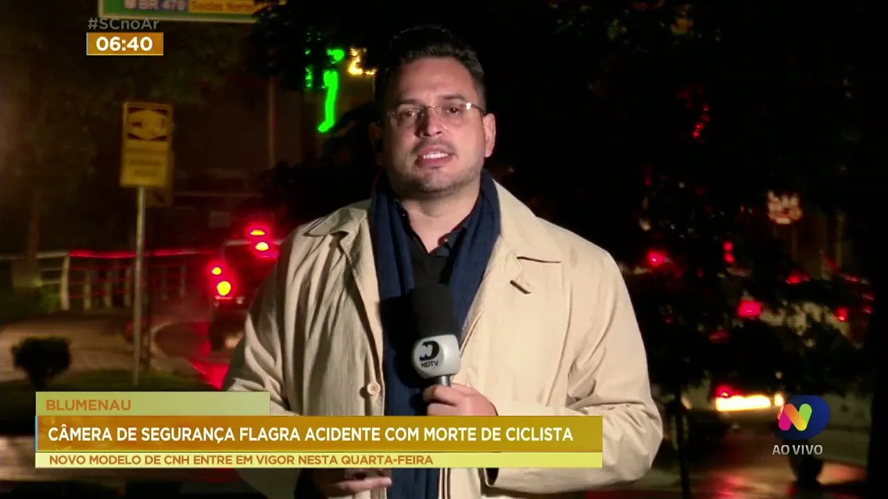 Câmera de segurança flagra acidente com morte de ciclista