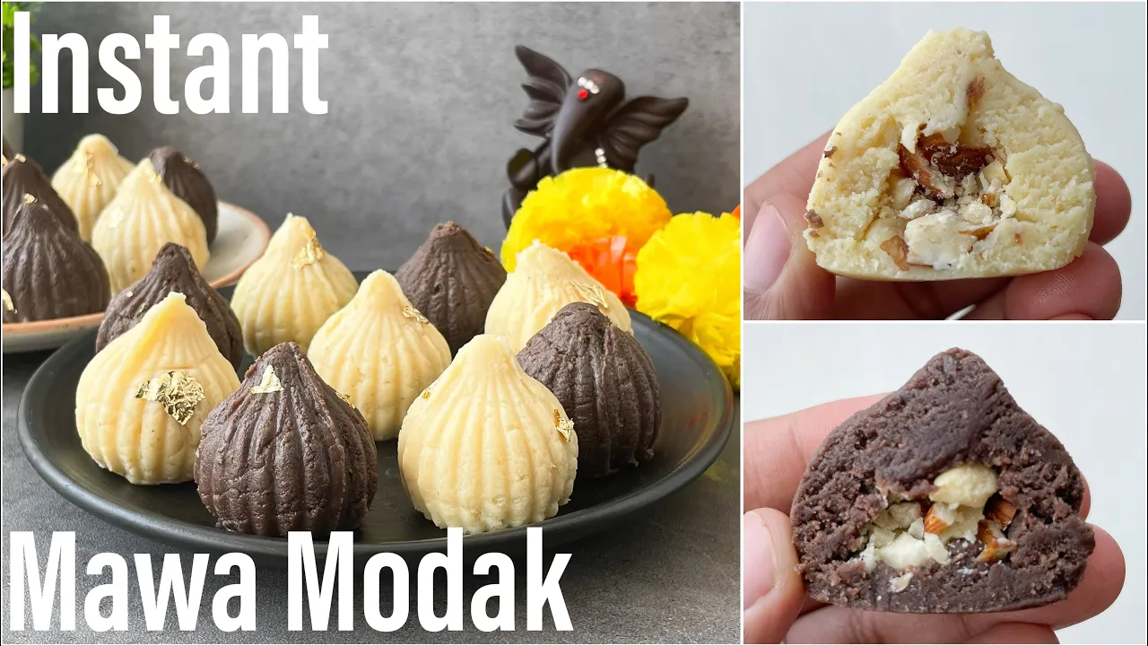 INSTANT MAWA MODAK   Only 3 ingredients Modak   Chocolate Modak   Modak in 2 flavours   Best Bites