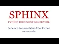 How to generate docuementation from python source codes using Sphinx