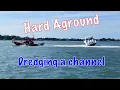 41 Jupiter with Triple Yamaha 425 s Hard Aground - No Trailer Eye Washing a Channel to the Boat
