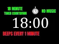 18 Minute Workout Countdown Timer with 1 Minute Interval Beeps NO MUSIC