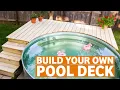 DIY POOL DECK with a Secret Hatch How To Build A Deck For Your Stock Tank Pool Plans
