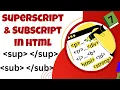 Sub Script and Super Script in html Learn HTML HTML Tutorial Html Tutorial for Beginners