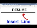 How To Put Line In Resume In Word