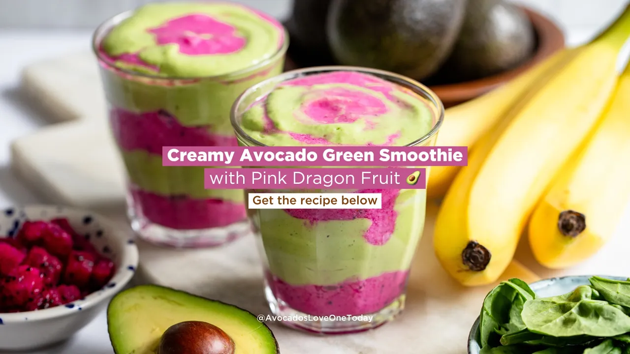 Avocados - Love One Today — Creamy Avocado Green Smoothie with Pink Dragon Fruit (YouTube video ad)
