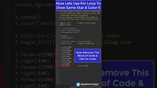 Python Turtle - Draw Star then Fill Color using Python For Loop