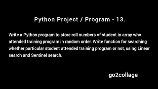 EP 13 Language Python Program Project I go2collage