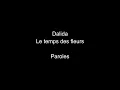 Lagu Dalida-Le temps des fleurs-paroles