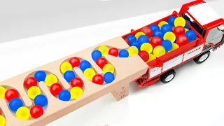 Marble Run Race ☆ HABA Slope & Garbage Truck & Ambulance & Dump Truck