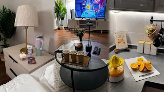 فلوق الروتين في المنزل منتجات عناية جديدة ترتيب وتنظيف الكثير من القهوة 