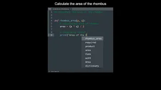 Calculate the area of the rhombus in Python Python Examples Python Coding Tutorial Interview