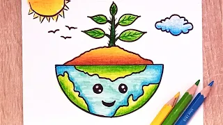 رسم سهل عن البيئة رسمة معبرة عن البيئة رسم عن البيئة النظيفة رسم حول النظافة و الحفاظ على الغابة 