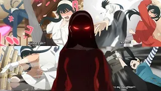 yor showing off her assassin skills that cracked my baccc spy x family