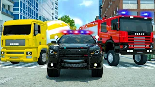 Fire truck, concrete mixer, dump truck, adventure in a friendly city - Wheel City Heroes Cartoon