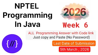 NPTEL Programming in Java Week 6 All Programming Solutions Code Link 2026