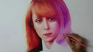 Drawing Fairouz Colored Pencils رسم فيروز بالاقلام الخشبية 