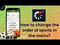 How to change the order of sports in the menu on Flashscore