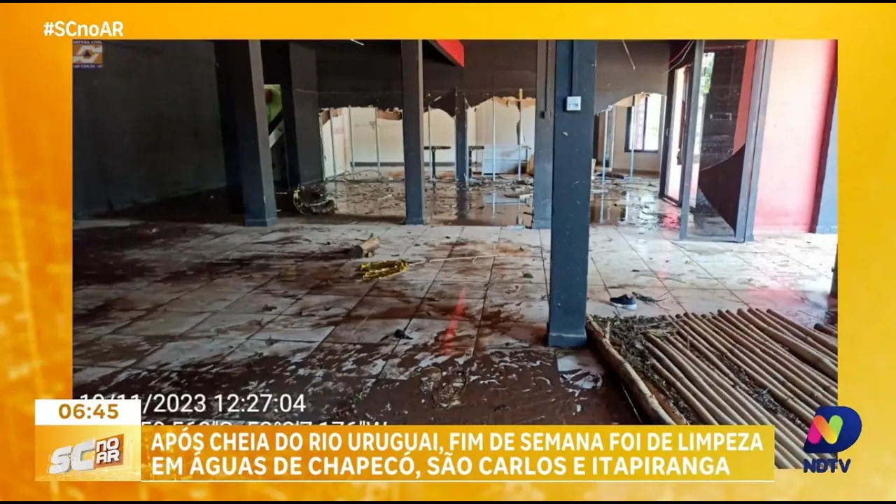 Após cheia do Rio Uruguai, fim de semana foi de limpeza em Águas de Chapecó, São Carlos e Itapiranga