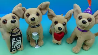 1999 TACO BELL TALKING CHIHUAHUA set of 4 POCKET PILLOW COLLECTIBLES REVIEW
