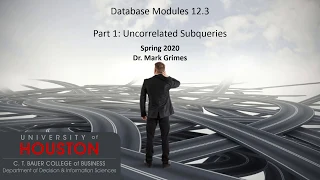 Module 12 3 - Part 1 Uncorrelated Subqueries