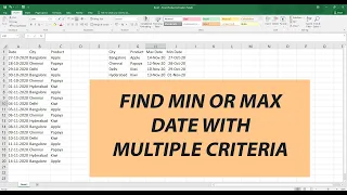 Find Min or Max Date with Multiple Criteria Microsoft Excel Tutorial