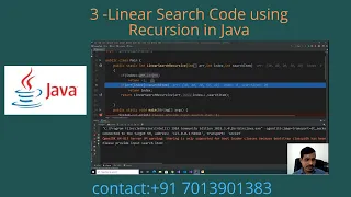 3 - Linear Search Algorithm Code using Recursion in Java