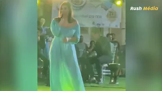 مهرجان البسيسة لمطة اﻟﻔﻨﺎﻧﺔ ﺍﻳﻤﺎﻥ ﺍﻟﺸﺮﻳﻒ ترتدي فستانا شفافا يظهر ملابسها الداخلية وجسدها شبه عار 