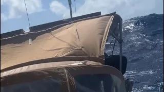 We got some big waves for the tail end of our Pacific crossing 🌊