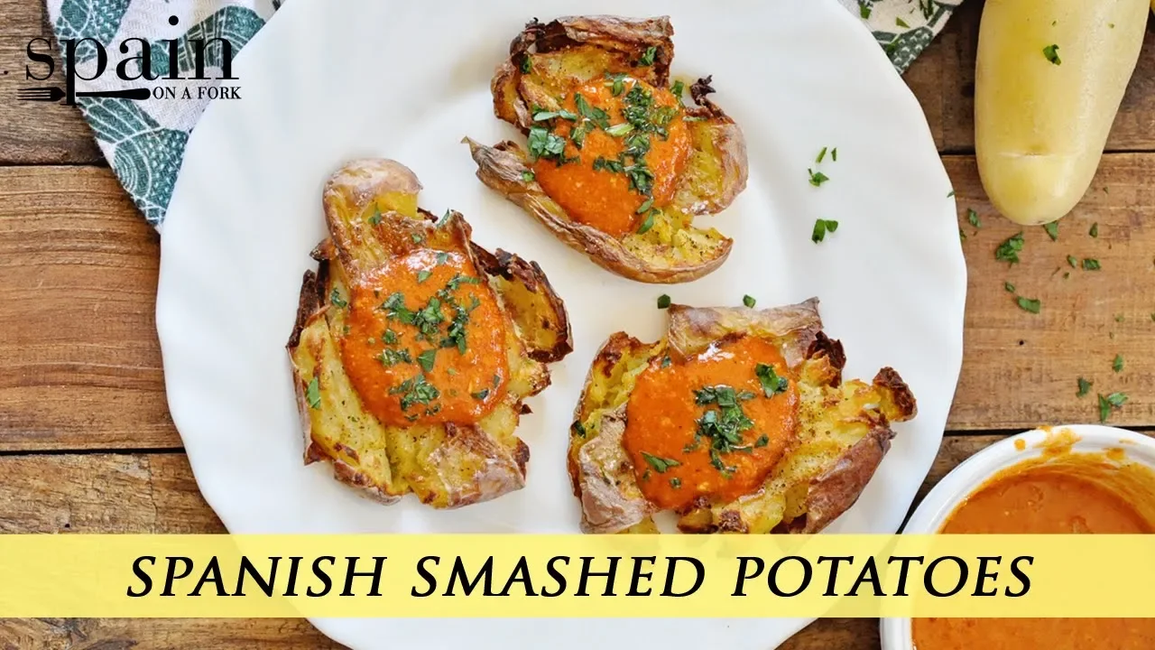 Crispy Smashed Potatoes with Spanish Mojo Picon Sauce