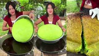 Amazing cooking yummy deep fried cake and eat recipe