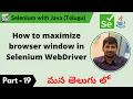 P19 - How to maximize browser window in Selenium WebDriver Selenium Java