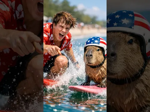 Nick Sabotaged Cappy’s Surfboard, but Cappy Still Won 🏆🐾 #capybara