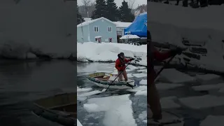 Launching the Dinghy Through Ice in Newfoundland 🧊 | Boat Life Winter Mode