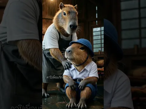 พายุกระหน่ำเข้าบ้านคาปิ #capybara #AI