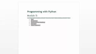 Python Module 05-01 Overview