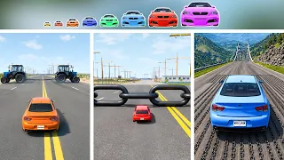 Big And Small Cars vs Chain – BeamNG.Drive