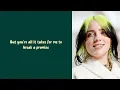 Halley's Comet - Billie Eilish [Lyrics Video] [One hour loop]