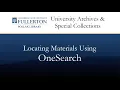 Locating Materials Using OneSearch UA SC Part 3