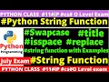 o level string function swapcase title replace isspace o level python in hindi