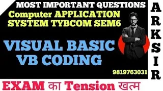Visual basic coding 2026 TYBCOM Sem6 Computer APPLICATION system MUMBAI UNIVERSITYPaper Solution
