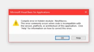 Microsoft visual Basic for application Compile error in hidden module Ms Word and excel error