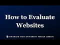 How to Evaluate Websites