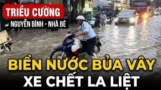 SÀI GÒN NĂM NÀO CŨNG NGẬP - HÀNG LOẠT XE TẮT MÁY LẾT BỘ QUA ĐƯỜNG NGUYỄN BÌNH NGẬP SÂU NHẤT NHÀ BÈ