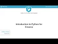 Python Tutorial Introduction to Python for Finance